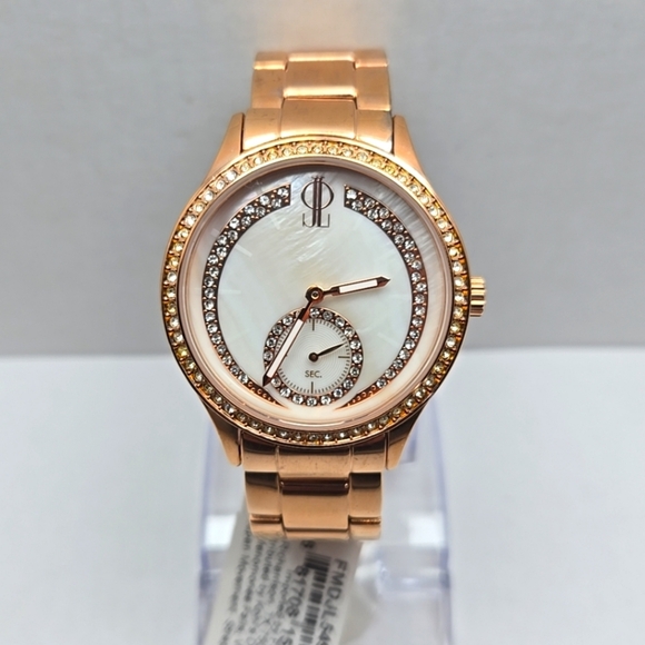 Womens Jennifer Lopez Rose Gold Crystal Watch Rhinestones FMDJL549 New Battery - Picture 1 of 10